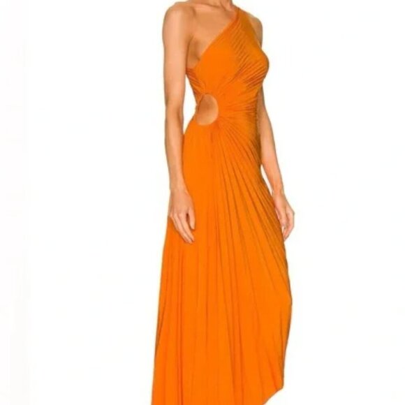A.LC. Delfina One Shoulder Pleated Cut Out Asymmetrical Hem Midi Dress 0 - Picture 5 of 9
